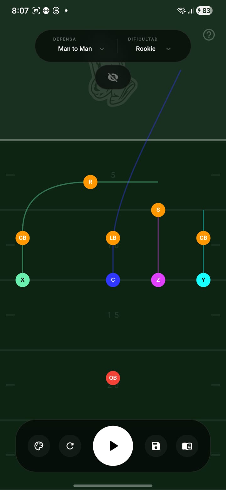 Pantalla del simulador QB Vision
